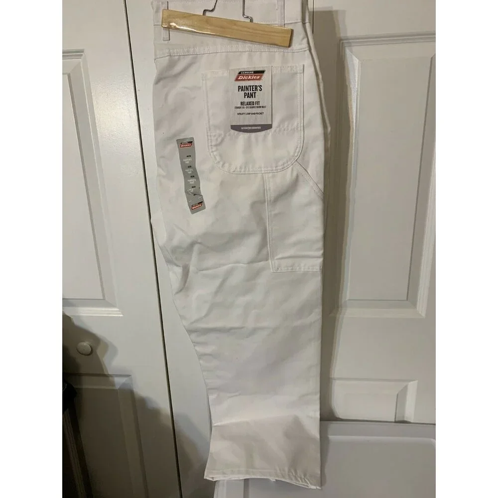 New Dickies Carpenter Painters Pant Jeans White Men 44 X 30 Relaxed Fit Straight